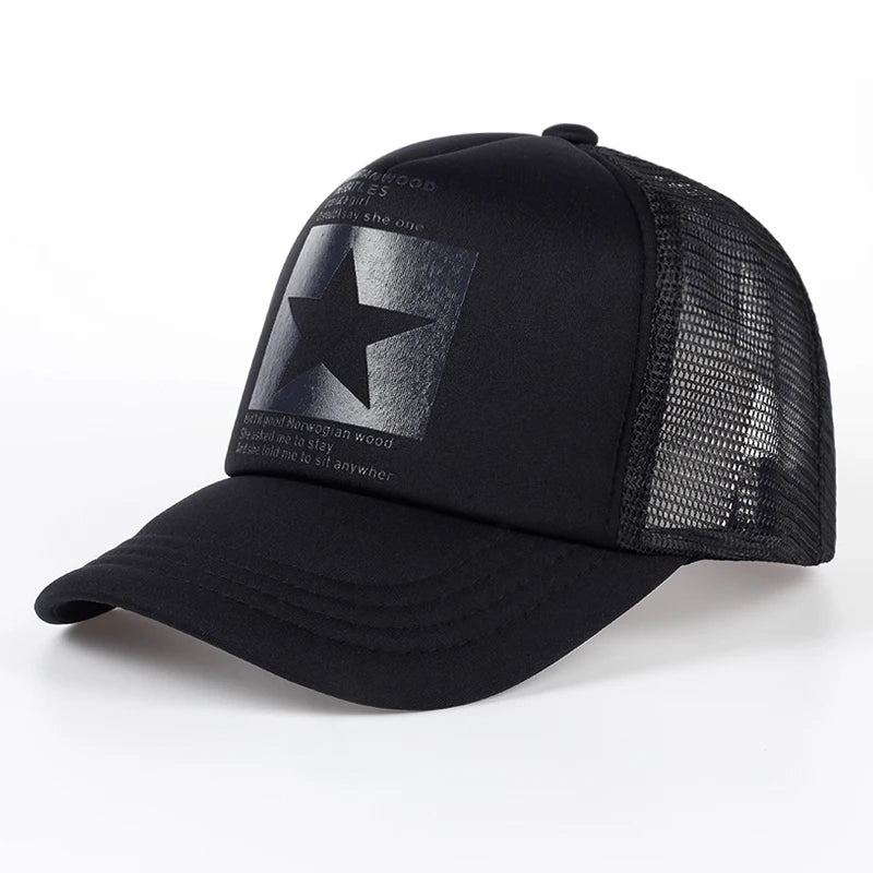 New five-pointed star printed baseball cap spring summer breathable net caps men women outdoor sun shade hat adjustable wild hat