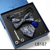 Holiday Gift Box Tie For Men Tie Handkerchief Pocket Squares Cufflink Set Necktie Box Man Dark Grey April Fool's Day