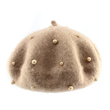 Wool Kids Winter Hat for Girls Retro Baby Beret Hats with Pearls Autumn Winter Kids Cap for Children Accessories 2-6Y