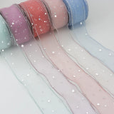 (5 Yards/roll) Stars Silk Organza ribbon Bow material for hair print flower decoration lace ribbons