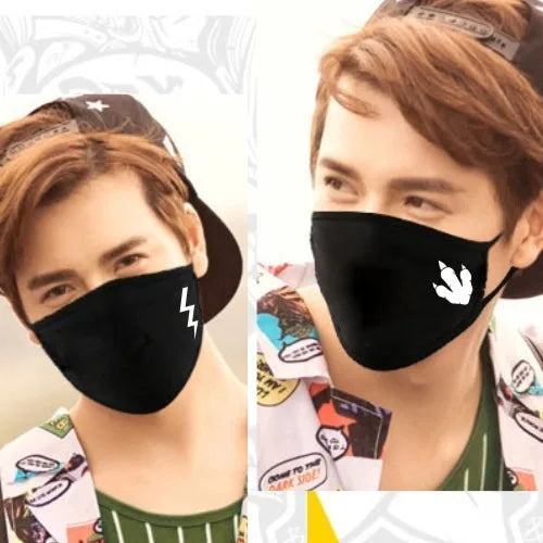 Korean Funny Expression Smile Creative Mouth Face Mask For Mouth Black Kpop Unisex Kawaii Face Mouth Muffle Mask Cotton Fashion