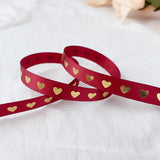 5 Yards 10mm Satin Ribbons Heart Pattern Printed Ribbon For Crafts DIY Bow Handmade Gift Wrap Party Wedding Christmas Decor