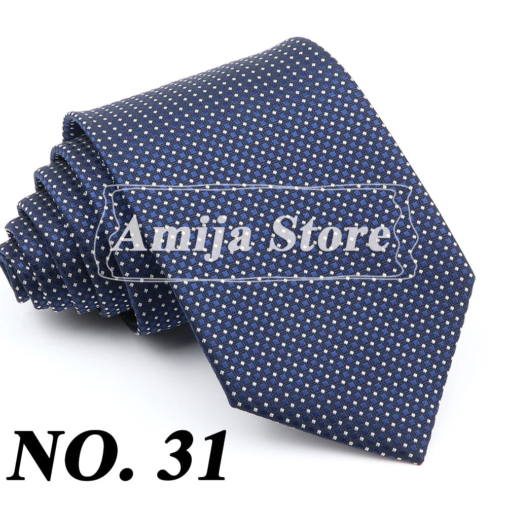 New Men's Formal Tie Striped Blue Gray Necktie 8cm Wide Tie Gift For Man Office Wedding Party Cravat Man Accessories Daily Wear