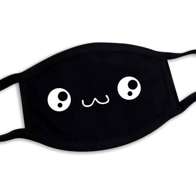 Korean Funny Expression Smile Creative Mouth Face Mask For Mouth Black Kpop Unisex Kawaii Face Mouth Muffle Mask Cotton Fashion