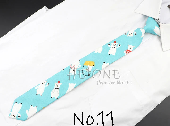 Cotton Floral Cartoon Animal Vintage Kids Child Girl Casual Necktie Cute Dog Duck Chicken Bear School Daily Skinny Small Ties