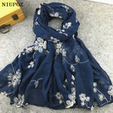 Many Colours Ethnic Embroidery Women Winter Foulard Elegant Flower Long Scarf Bandana Muslim Hijab Shawl Travel