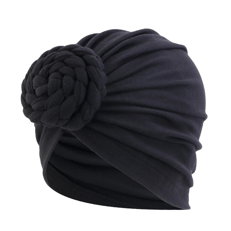 New Women cotton top knotted turban hat bonnet Hijab chemo cap headbands Female Muslim Hat Head Cover Night Cap Hair Accessories