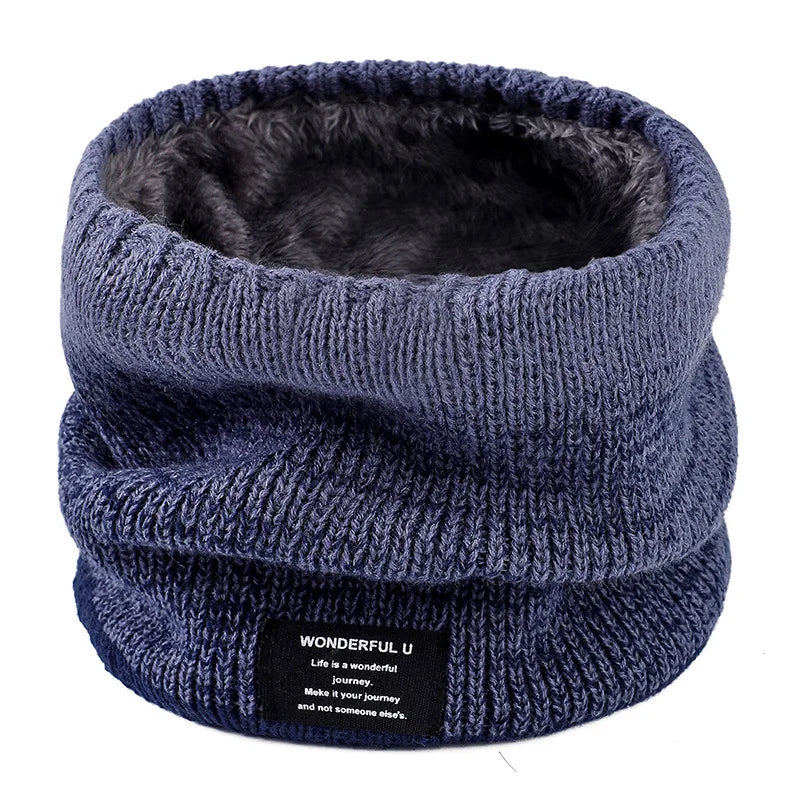 Winter Scarf for Men Fleece Ring Bandana Knitted Warm Solid Scarf Women Neck Warmer Thick Cashmere Hot Handkerchief Ski Mask