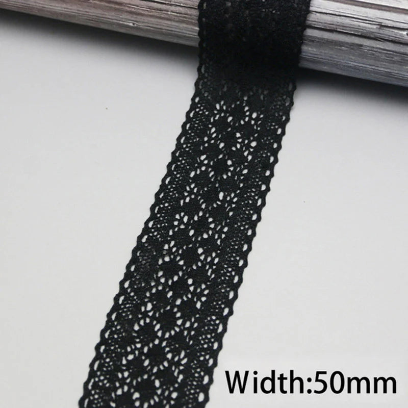 (5Meter/roll)  White Cotton Embroidered Lace Net Ribbons Fabric Trim DIY Sewing Handmade Craft Materials