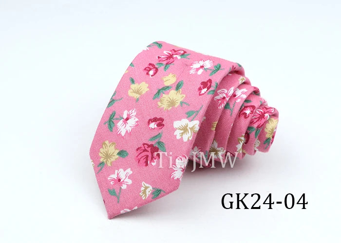 New Men's Floral Neck Ties Casual Cotton Slim Tie Skinny Wedding Party Suit Collar Flower Neckties Gravata Accessories Gift