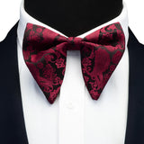 Ricnais Fashion Silk Pasley Floral Big Bowtie Yellow Red Jacquard Bow Tie For Men Business Wedding Party Ties Gigt Accessories