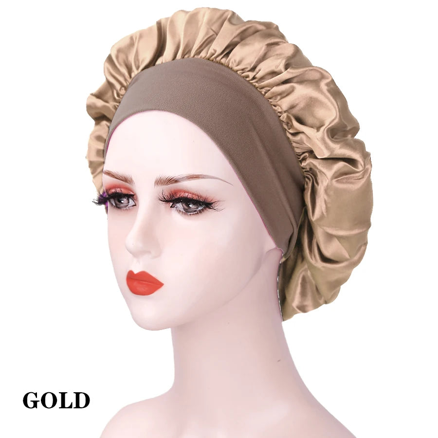 Black Pink Purple Hair Care Caps Silk Bonnet Women'S Nightcaps With Curly Natural Curls Covers With Soft Wide Elastic Adjustable