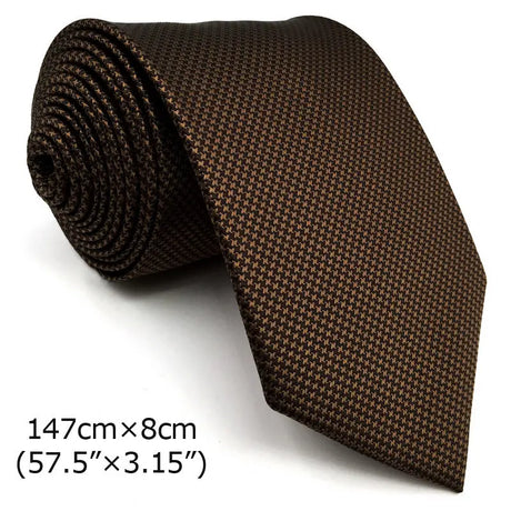 U27 Brown Houndstooth Necktie Set Handmade Wedding Fashion Extra Long Size Classic Ties for Mens Hanky