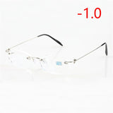 Frameless Nearsighted Glasses Finished Women Men Metal Leg Rimless Square Diopter Eyeglasses  -1.0 -1.5 -2.0 -2.5 -3.0 -3.5 -4.0