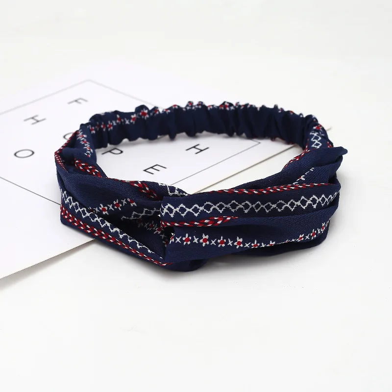2020 Fashion Bohemian Headband Print Hairbands For Women Girls Vintage Cross Knot Turban Bandanas Headwear Hair Accessories