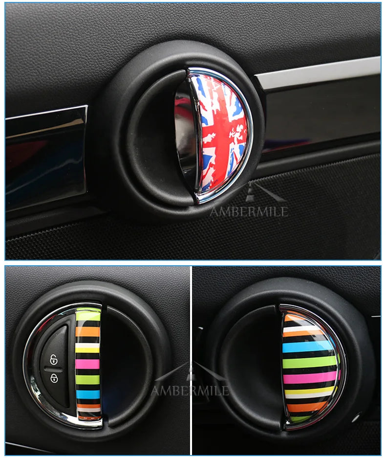 AMBERMILE 4pcs for Mini Cooper F55 F54 F60 Countryman Accessories Car Interior Front Rear Door Handle Sticker Covers Decoration