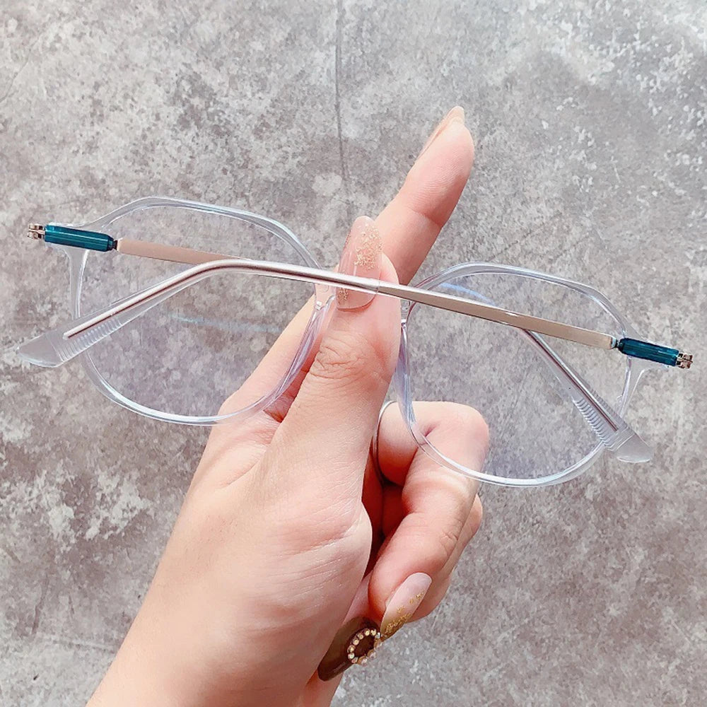 Fashion Women Anti Blue Light Glasses Blue Light Blocking Eyewear Luxury Brand Round Optical Spectacle Frame Computer Glasses