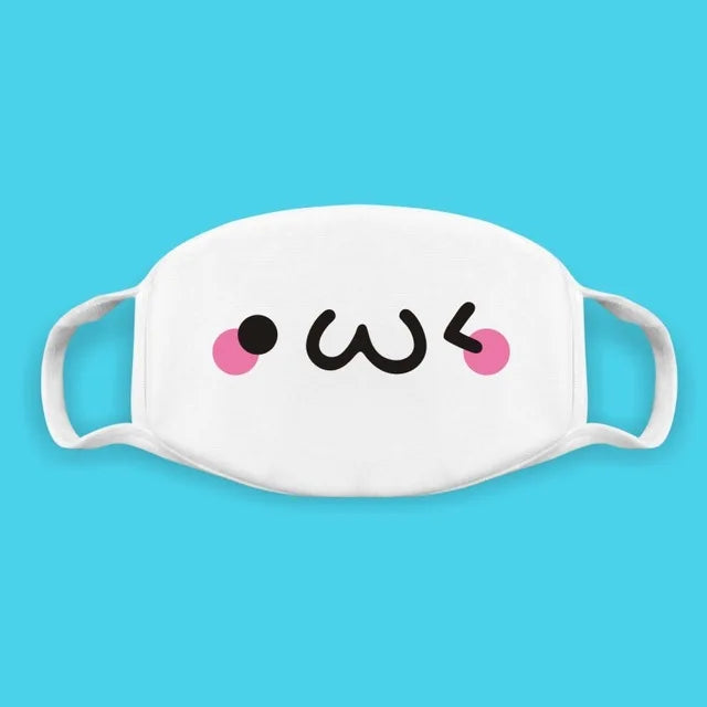 Cotton Kawaii Funny Anime Expression Mouth Face Mask Smile Breathable Masks For Korean Unisex Face Mouth Muffle Mask Accessories