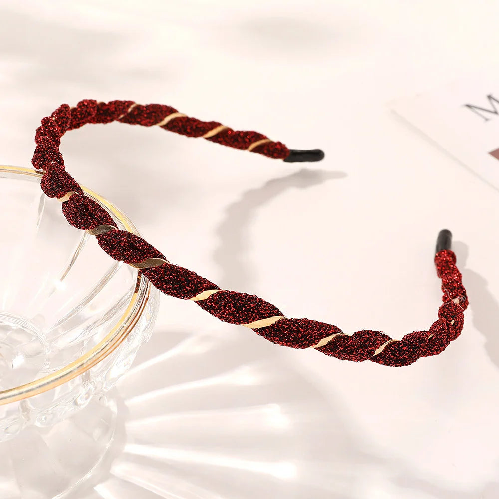 Organza Hairbands For Women Cross Weaving Hair Hoop Bands Korea Fashion Bright Silk Metal Headband Girls Hair Accessories Turban