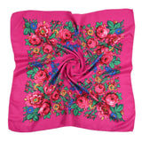 70*70cm Luxury Flowers Square Russian Scarf Women Floral Printed Shawl Female Bandana Head Wrap Headband Scarves Handkerchief