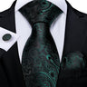 DiBanGu Green Teal Ties For Men Hanky Cufflinks Set 17 Styles Necktie For Male Business Wedding Party Mens Ties New Arrival Tie