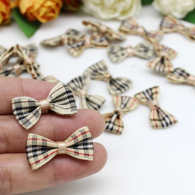 50pcs/lot Cute Handmade DIY Small Polyester Satin Ribbon Bow Tie Wedding Scrapbooking Embellishment Crafts Accessory Decoration