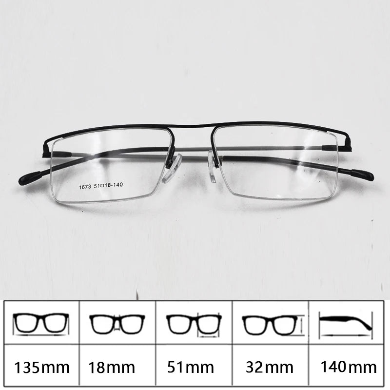 Men's business glasses frame half frame Square frame ultra light comfortable titanium alloy optical prescription Eyeglasses