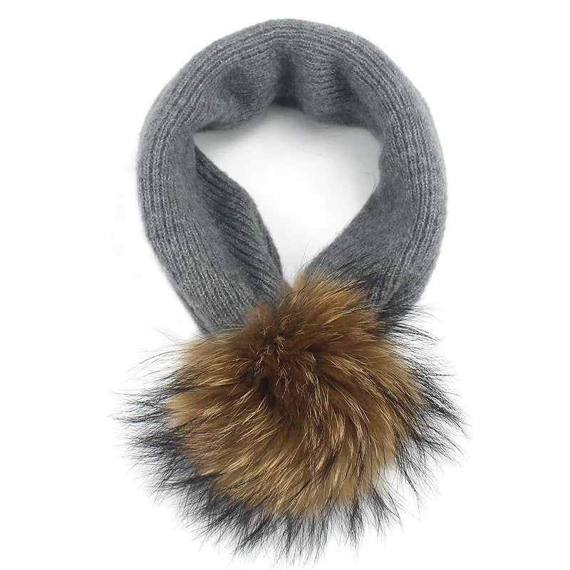 Hat Scarf Dual-purpose Womens Autumn Winter Hats Beanie Hats Pom Pom Hat Scarf For Pure Colour Women Raccoon Fur Female Skullies