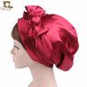 New Women silky satin night sleeping cap head wrap Bowknot Turban Pre Tied Fitted Bandana Chemo cap Nightcap hair loss patients