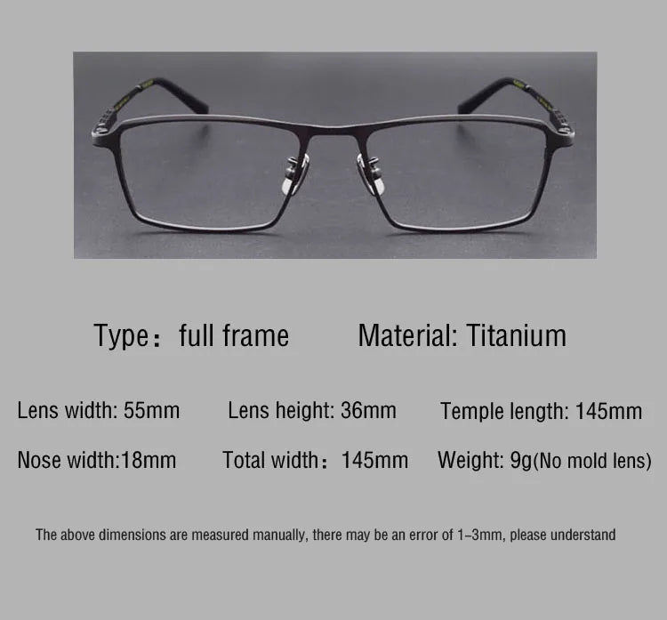 Pure Titanium Glasses Frame Men Titanium Alloy Prescription Eyeglasses Silver Super Light Spectacles Optical Glasses Frame