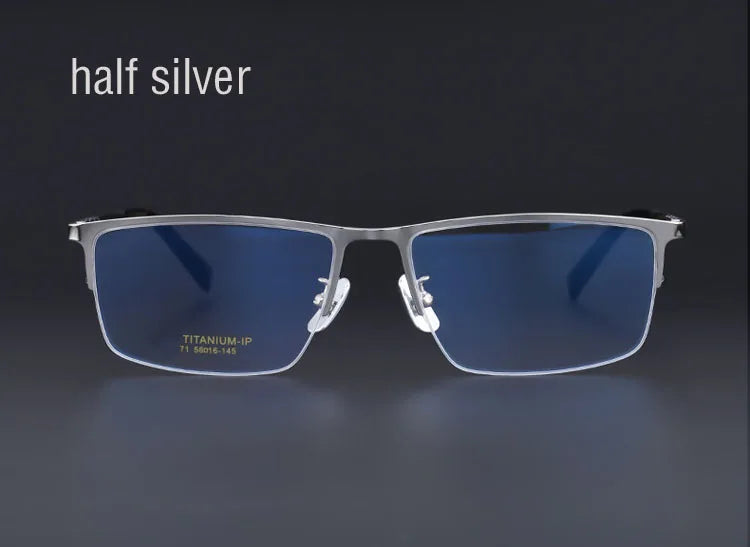 Pure Titanium Glasses Frame Men Titanium Alloy Prescription Eyeglasses Silver Super Light Spectacles Optical Glasses Frame