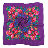 70*70cm Luxury Flowers Square Russian Scarf Women Floral Printed Shawl Female Bandana Head Wrap Headband Scarves Handkerchief
