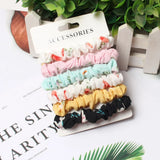 6Pack Women Elastic Hair Bands Cute Hair Ties Gum Print Girls Scrunchies Set Ponytail Holder Small Scrunchy Hair Accessories