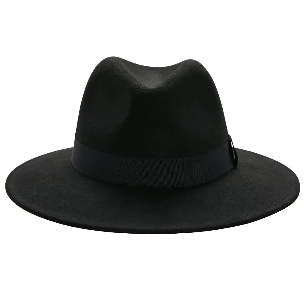 Free shipping black fedora hat unisex wide brim jazz top hat autumn winter classic elegant Panama hat gentleman hat wholesale