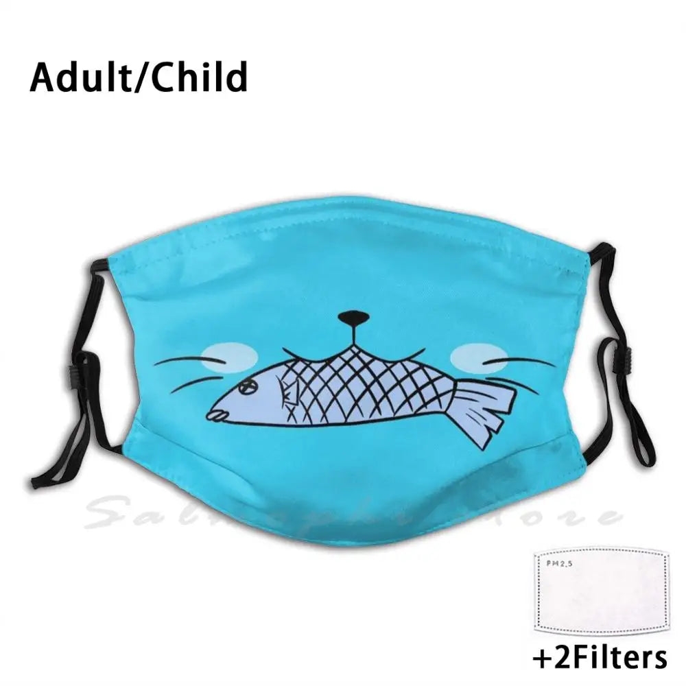 Happy With Fish Fairy Tail Funny Print Reusable Pm2.5 Filter Face Mask Happy Fairy Tail Fairy Tail Fairy Cat Kitten Anime Cats