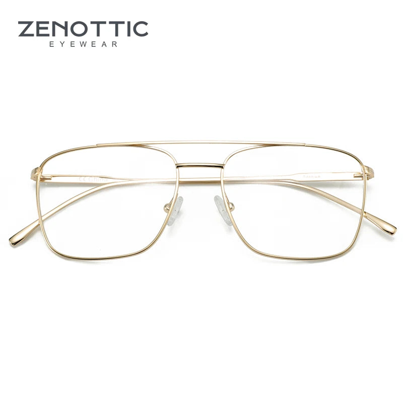ZENOTTIC Pure Titanium Optical Glasses Frames for Male Oversize Double Bridge Eyewear Myopia Prescription Eyeglasses Frames