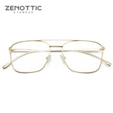 ZENOTTIC Pure Titanium Optical Glasses Frames for Male Oversize Double Bridge Eyewear Myopia Prescription Eyeglasses Frames