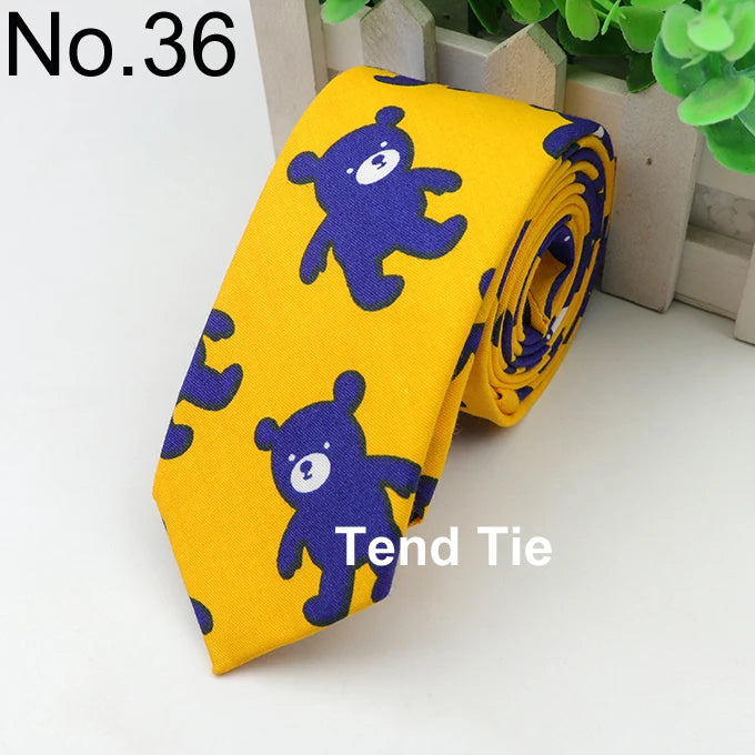 Cotton Men's Colourful Tie Duck Dog Fruit Flower Ties Narrow Kids Children Necktie Slim Skinny Cravate Narrow Thick Neckties