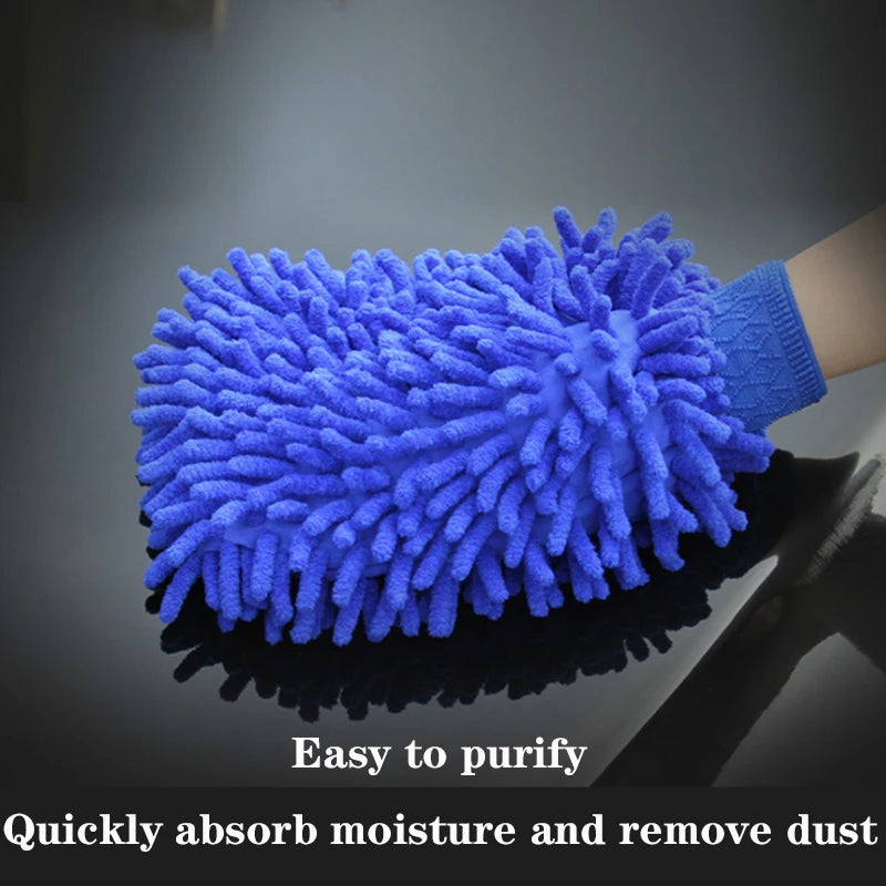 1PC Double-sided Microfiber Washable Car Washing Gloves Car Care Cleaning Gloves Cleaning Cloth Towel Mitt Car Accessories