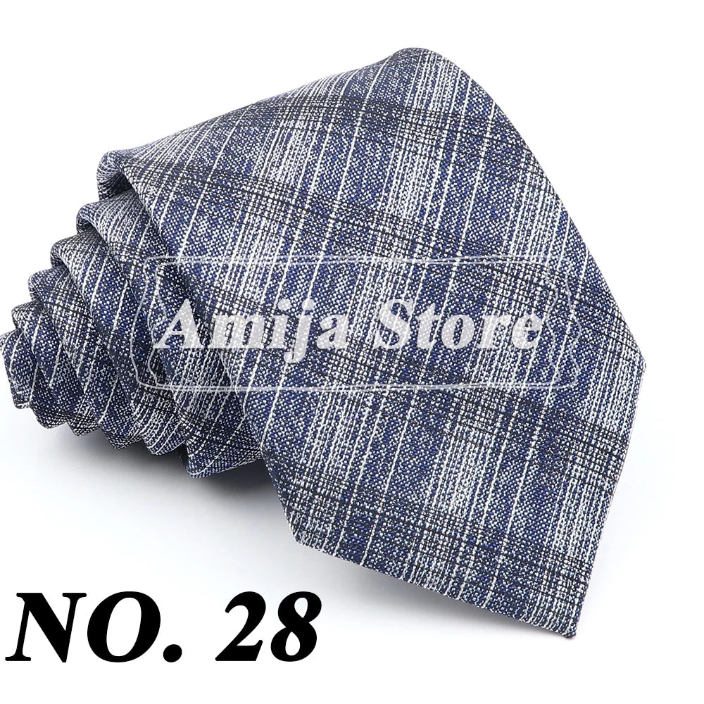 New Men's Formal Tie Striped Blue Gray Necktie 8cm Wide Tie Gift For Man Office Wedding Party Cravat Man Accessories Daily Wear