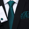 Newest style Green Tie For Men Holiday Present Tie Pocket Squares Set Necktie  Striped Wedding Accessories Man