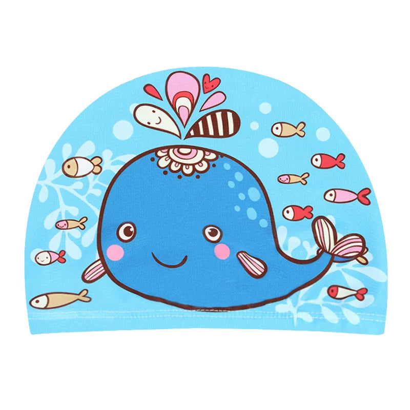 Children Cartoon Swimming Cap Kids Elastic Fabric Swiming Pool Water Sport Protect Ears Hat Swim Bathing Hats Caps Boys Girls