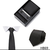 Gravatas For Men Luxury  Tie Hanky Pocket Squares Cufflink Set Necktie Box Male Brown April Fool's Day