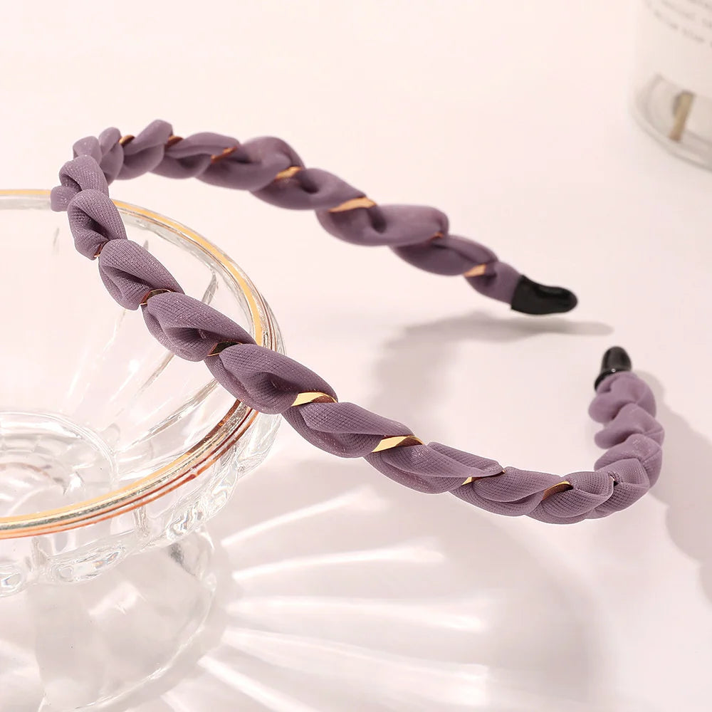Organza Hairbands For Women Cross Weaving Hair Hoop Bands Korea Fashion Bright Silk Metal Headband Girls Hair Accessories Turban
