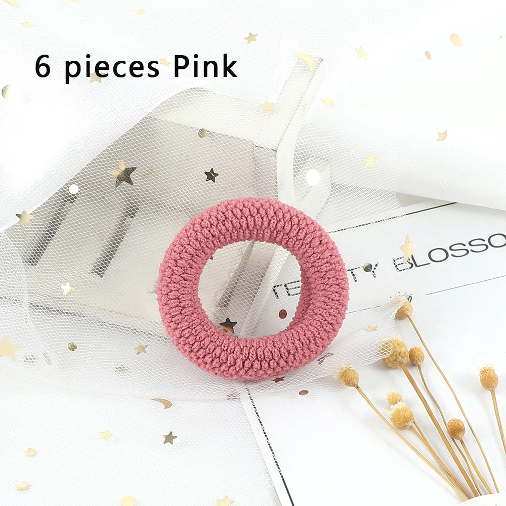 6Pcs/Lot Solid Color Basic Rubber Bands Simple High Elastic Hairband Girls Headwear Headband Fashion Women Gum Hair Accessories