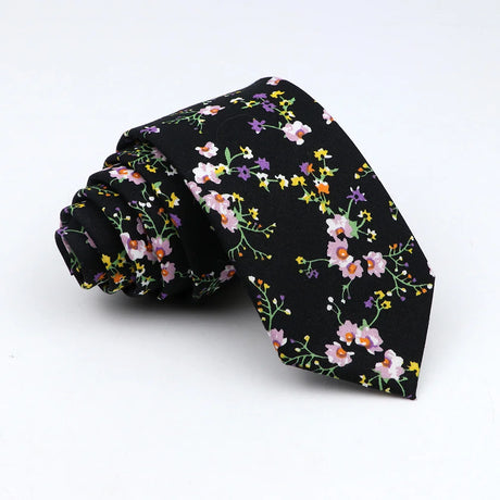 New Floral Tie For Men Women Skinny Casual 100% Cotton Casual Flower Print Skinny Neck Tie For Wedding Party Suits Tie Cravat