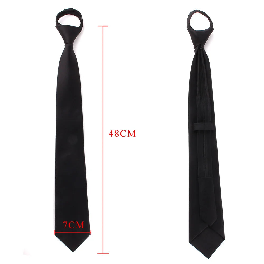 Narrow Black Neck Tie For Men Women Polyester Zipper Neck Ties Suits Classic Ties For Wedding Business Men Skinny Necktie