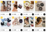 Women Elegant Silk Rose Flower Pearl Elastics Hair Band Beatiful Scrunchies Hair Ties Ladies Ponytail Holder Hair Accessories
