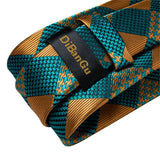 DiBanGu Green Teal Ties For Men Hanky Cufflinks Set 17 Styles Necktie For Male Business Wedding Party Mens Ties New Arrival Tie