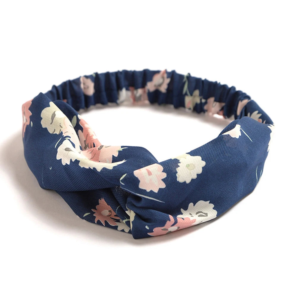 Korean Style Summer Lovely Hairband Women Hair Accessories Turban Twist Cross Headwrap Girl Floral Elastic Knotted Headwear